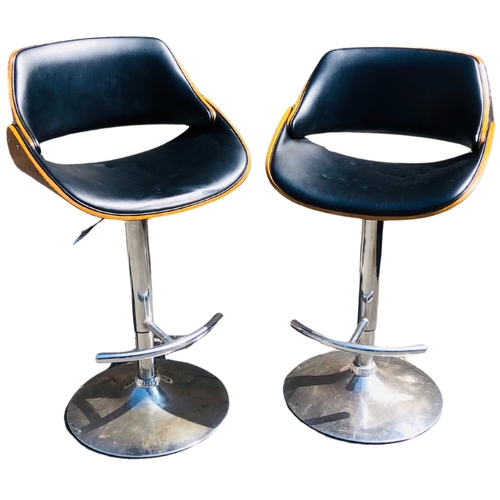 12 - Pair of Stylish Bar Stool Swivel Chairs in the Charles Eames Style.