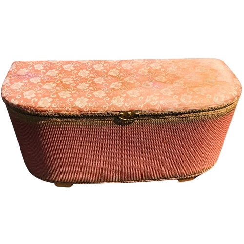 20 - Pink Lloyd Loom style part upholstered Blanket Box. W 91 x D 38 x H40cm