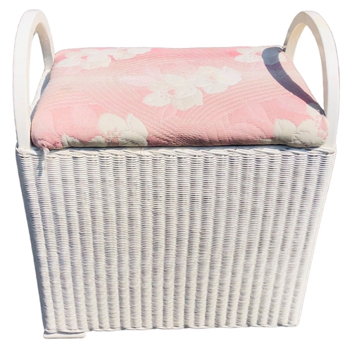 22 - Vintage Lloyd Loom Partly upholstered laundry Basket