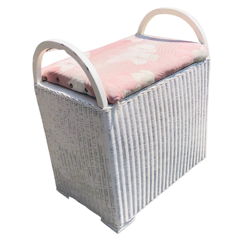 22 - Vintage Lloyd Loom Partly upholstered laundry Basket