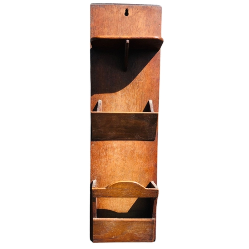 24 - Early 20thC Hall hanging letter rack made from Oak