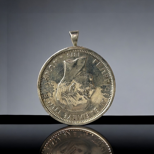 748 - An 1875 silver Greek 5 Drachma coin.Mounted as a pendant.