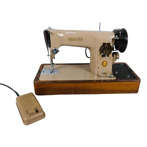 46 - Cased Electric Singer Sewing Machine