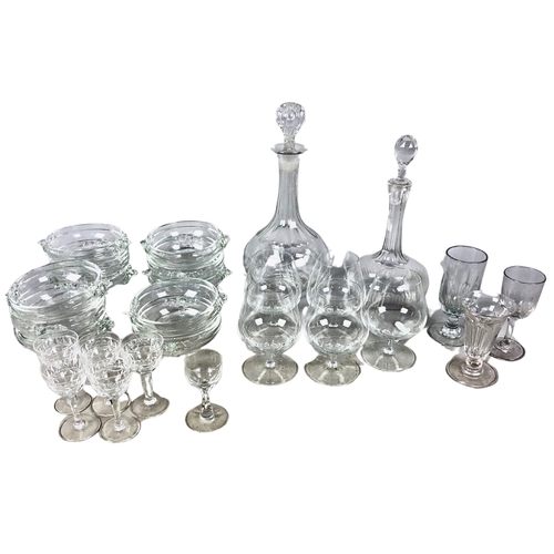 66 - Collection of Glasses and Decanters and sorbet dishes. To include Victorian examples