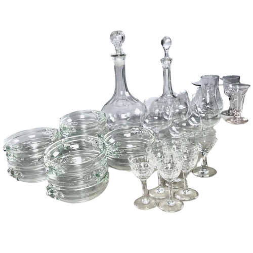 66 - Collection of Glasses and Decanters and sorbet dishes. To include Victorian examples