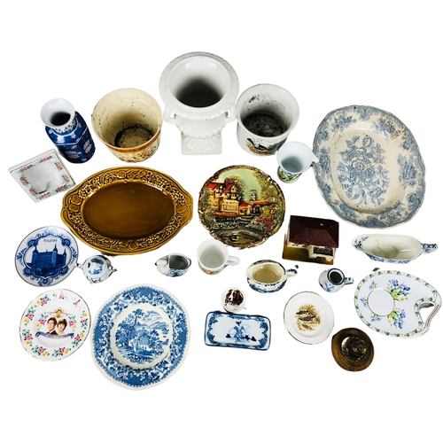 80 - Collection of ceramic Items to include blue and white plates etc