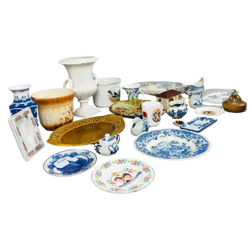 80 - Collection of ceramic Items to include blue and white plates etc