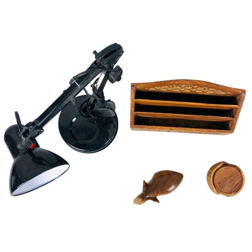 82 - Anglepoise lamp and other wooden items.