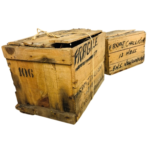 89 - Two world travelled boxes from HMS Newfoundland containing a quantity Japanese Geisha girls ghost po... 