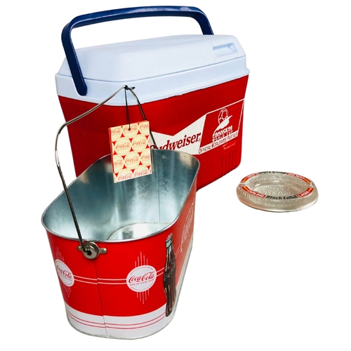 139 - Budweiser Cooler, Coke a Cola Ice Bucket and Ashtray