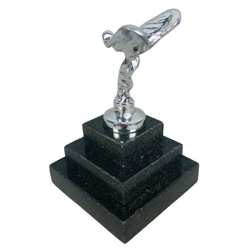 244 - Chrome model of The Spirit of Ecstacy on a granite base ref 6