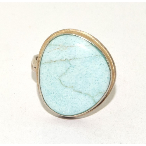 200 - 925 silver ladies solid Turquoise ring size N