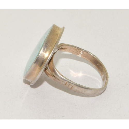 200 - 925 silver ladies solid Turquoise ring size N