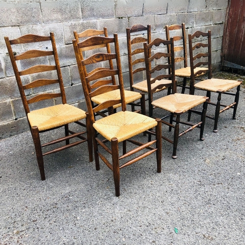 2 - Vintage & Antique Ladder Back Chairs x 7 with Rush Seating.