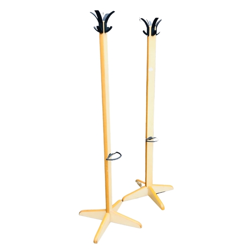 21 - Pair Contemporary wood and metal Coat and Umbrella/walking stick Stands