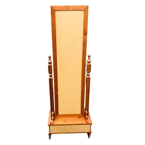 22 - Cheval Pine Dressing Mirror with drawer to base.