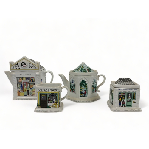 232 - Two Wade 'English life' teapots, milk jug & sugar bowl. Designed by Barry Smith & Barbara Wo... 