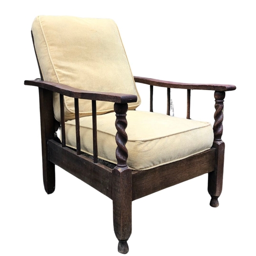 264 - Carved Oak Adjustable Plantation Chair. Early 20th Century with Carved Barley Twist Arms.approx heig... 