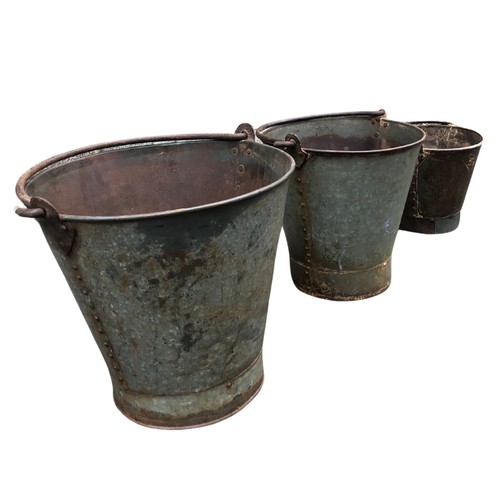 293 - Three Old Galvanised Metal Garden Buckets ref 70