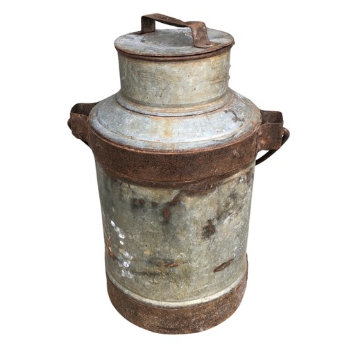 294 - Old Metal Galvanised Milk Churn & Lid ref 79