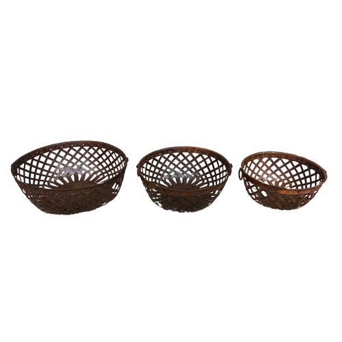 295 - 3 x Rustic Metal Latticed Garden Bowls ref 74