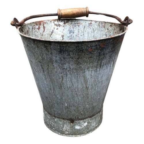 302 - Large Galvanised Metal Pail with Wooden Handle ref 75