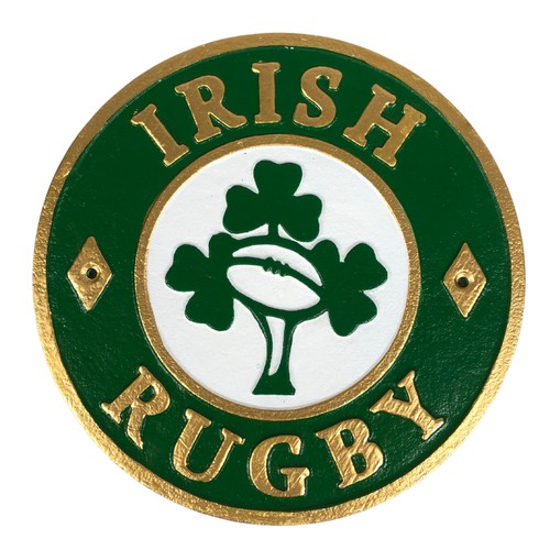 306 - Cast metal  round Irish Rugby sign ref 94