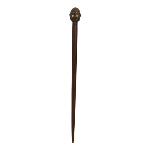 318 - Metal topped Budda walking stick ref  65