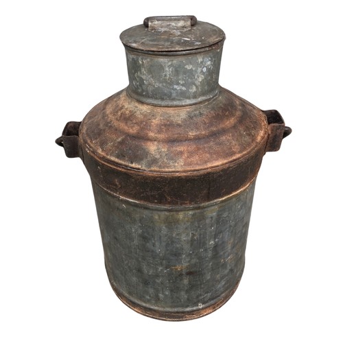 324 - Old galvanised metal milk churn with lid ref 79