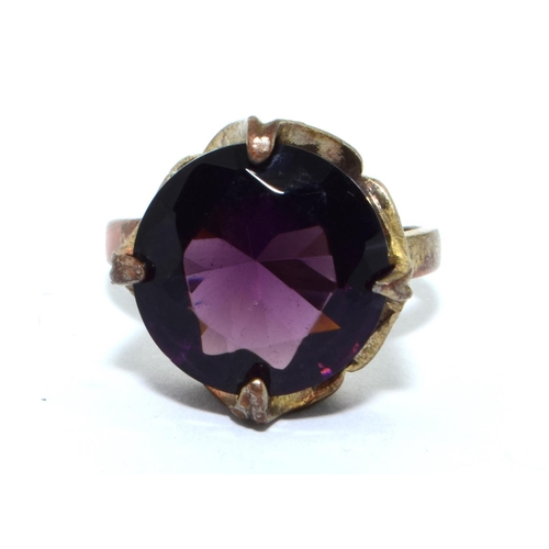 204 - white metal Amethyst ring in claw setting size N