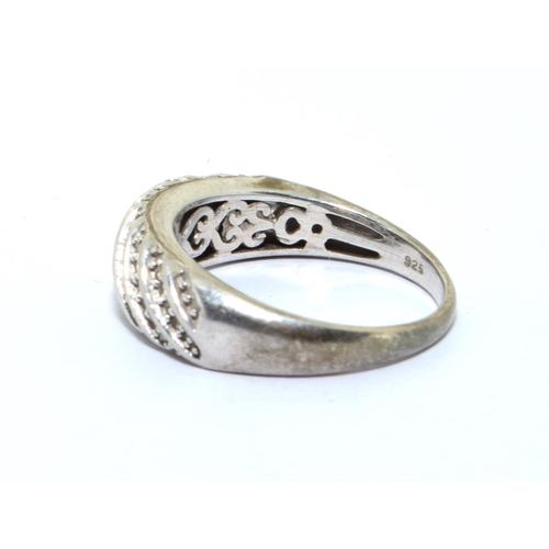 206 - 925 silver ladies with white stones sweep ring