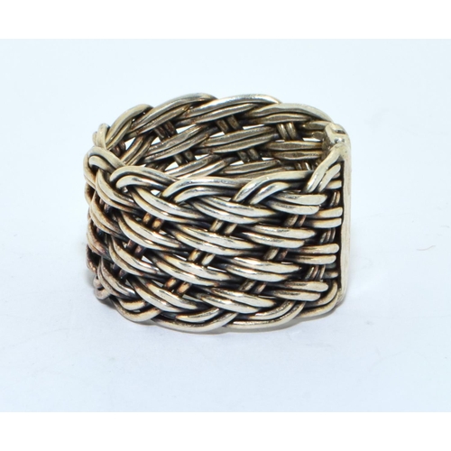 211 - 925 silver adjustable rope design ring size N