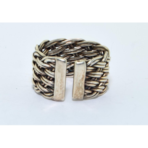 211 - 925 silver adjustable rope design ring size N