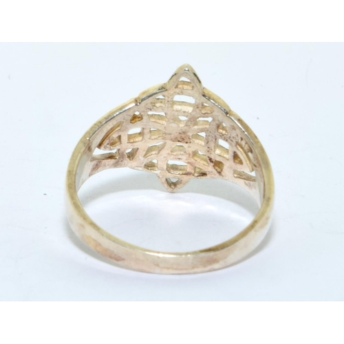 213 - 925 silver ladies openwork star design ring size P