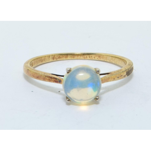 221 - 925 silver gilt moon stone solitaire ring size O