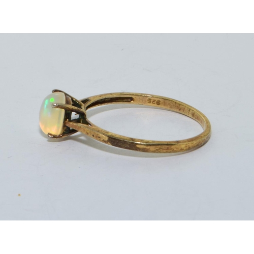 221 - 925 silver gilt moon stone solitaire ring size O