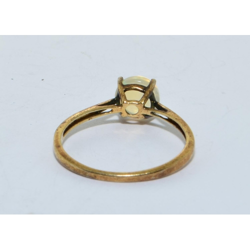 221 - 925 silver gilt moon stone solitaire ring size O