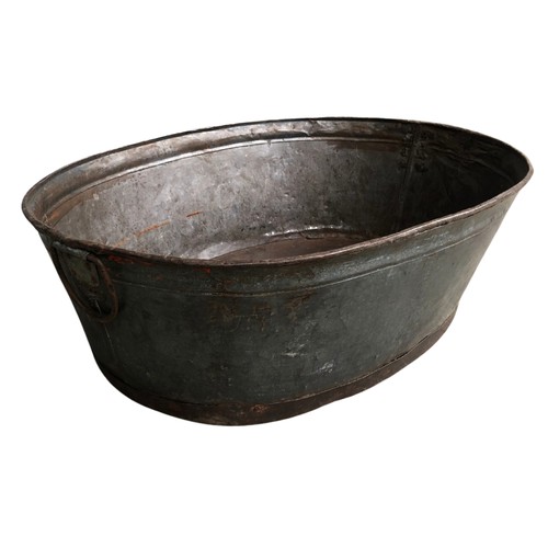 259 - Large Oval Heavy Garden Galvanised Metal Planter ref 71