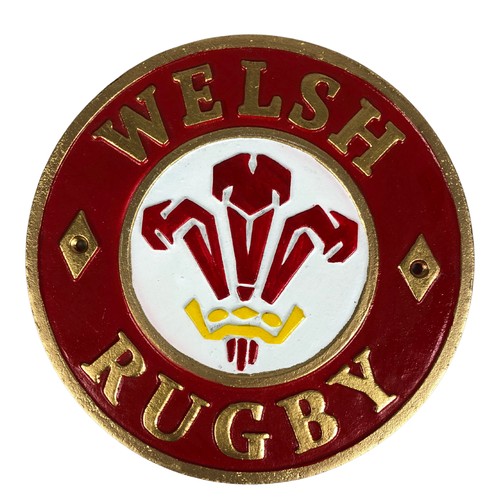 269 - Cast metal round Welsh Rugby sign ref 95