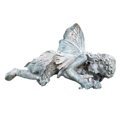 304 - Cast Metal Sleeping Garden Fairy Statue ref 38