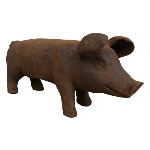 305 - Cast Metal Rustic Garden Ornament in the form of a Pig ref 39 approx 42cm