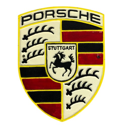 307 - Cast metal Porsche sign ref 123  approx 24cm