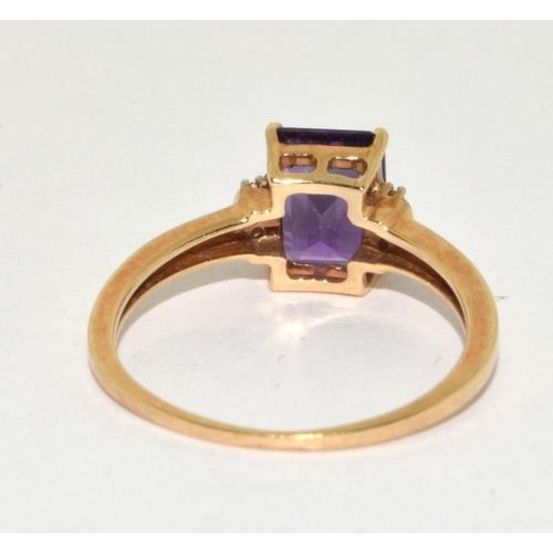 226 - 9ct gold ladies Amethyst and diamond ring size M