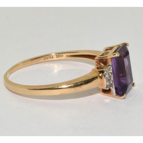 226 - 9ct gold ladies Amethyst and diamond ring size M