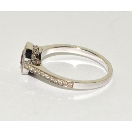 235 - 18ct white gold diamond and Ruby ring Size N,