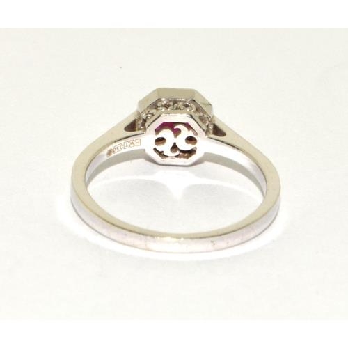 235 - 18ct white gold diamond and Ruby ring Size N,