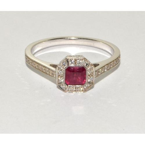 235 - 18ct white gold diamond and Ruby ring Size N,