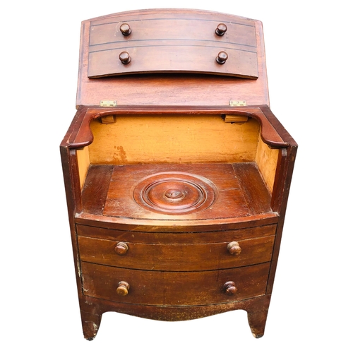 7 - Mahogany Commode disguised as a small chest of drawers.  Unusually still having its original lid. Ap... 