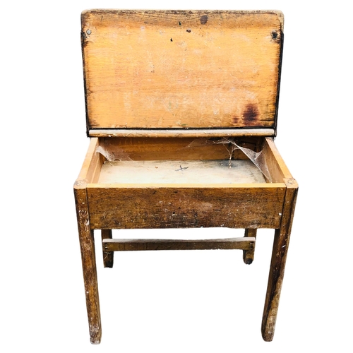 8 - Old school desk Approx 62 wide x 47 depth x height 61cm