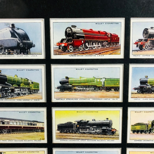 24 - Framed Collection of Wills's cigarette cards depicting Railway Engines.